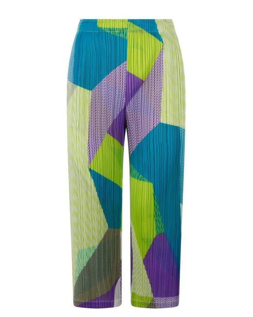 Pleats Please Issey Miyake Crossroad Cropped Trousers in Blue | Lyst