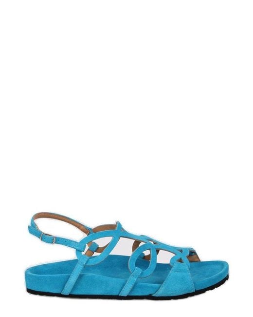 Anna F. Blue Open-Toe Slingback Sandals