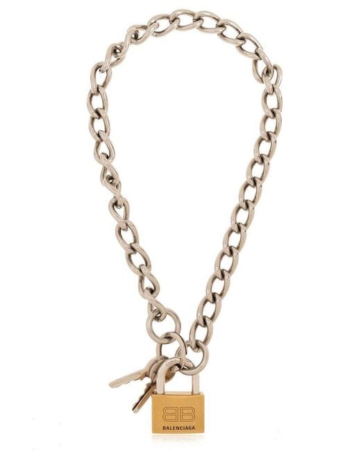 Balenciaga Metallic Locker Chain Necklace