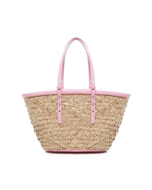 Pinko Pink Love Summer Logo Detailed Tote Bag
