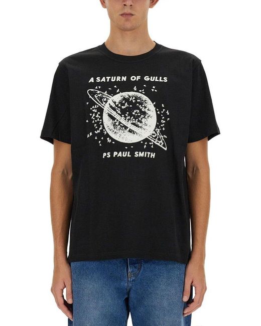 PS by Paul Smith Black Graphic Printed Crewneck T-shirt for men