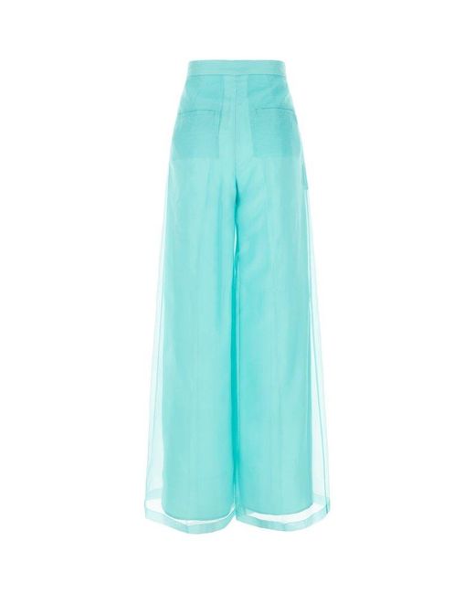 Max Mara Blue Organza High Waist Trousers