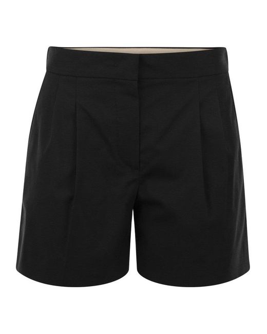 Max Mara Studio Black Adria Cotton Gabardine Shorts