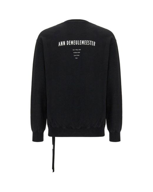 Ann Demeulemeester Black Logo Printed Crewneck Sweatshirt for men