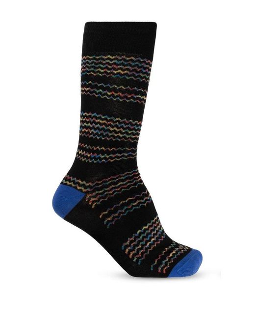 Paul Smith Black Zigzag Pattern Socks for men