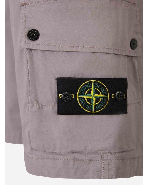 Stone Island Gray Compass-patch Knee-length Cargo Shorts for men