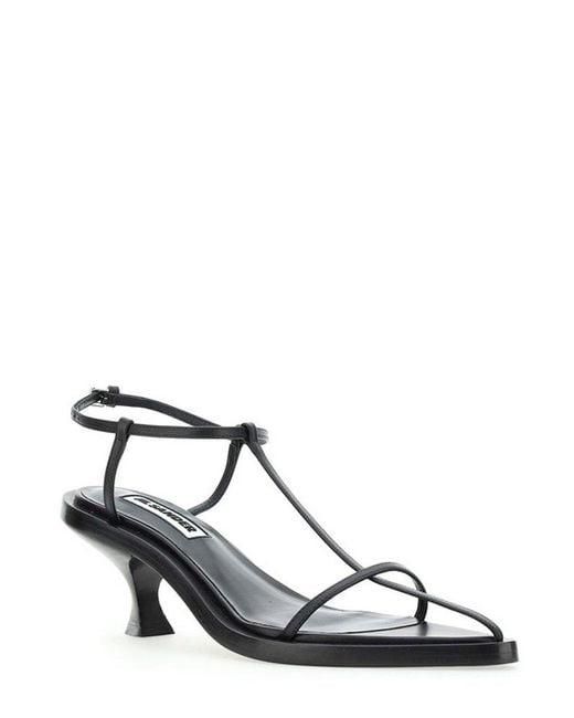 Jil Sander Black Pointed Toe Strappy Heel Sandals