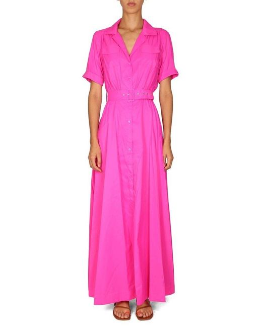 Staud Pink Millie Belted Long Dress