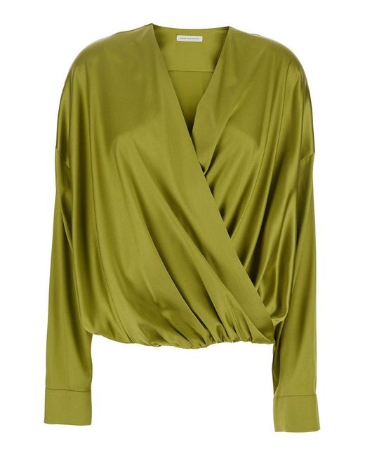 Dries Van Noten Green 'Camiel' Shirt With V-Neck On The Front And Drap