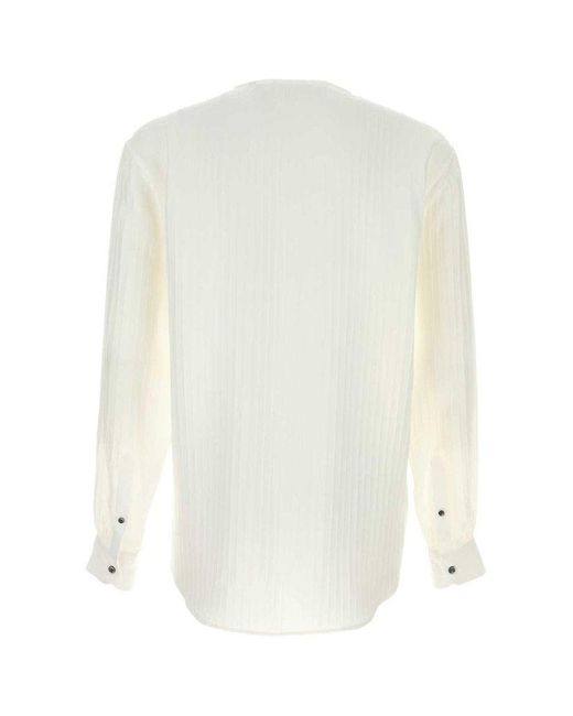 Giorgio Armani White Camicia Collo Aperto Rever for men