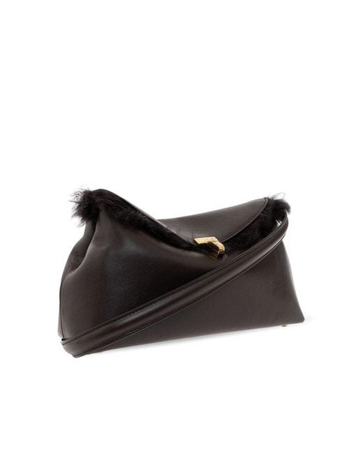 Totême  Black T-lock Foldover Top Clutch Bag