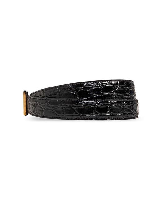 Saint Laurent Black Leather Belt,