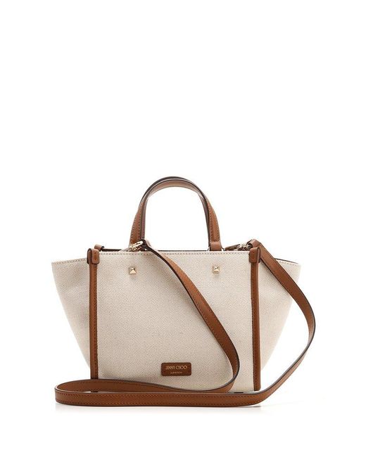 Jimmy Choo Canvas And Leather varenne Tote in White - Save 11% Natural Womens Tote bags Jimmy Choo Tote bags 