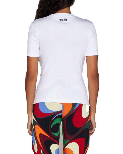 Emilio Pucci White Cut-out Ribbed-knit T-shirt