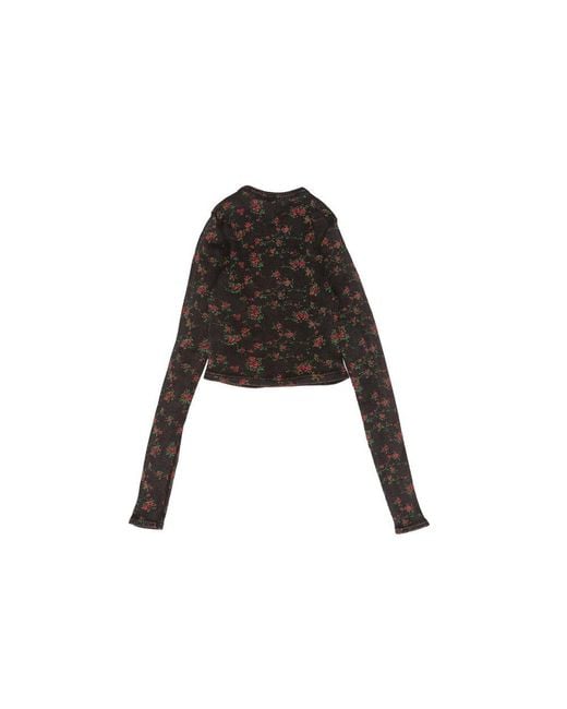 Alexander Wang Black Floral Print Cropped T-Shirt