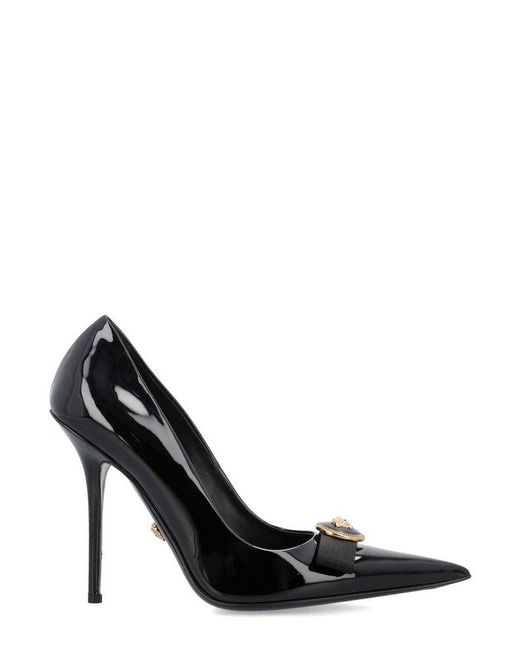 Versace Black Gianni Pointed-Toe Pumps
