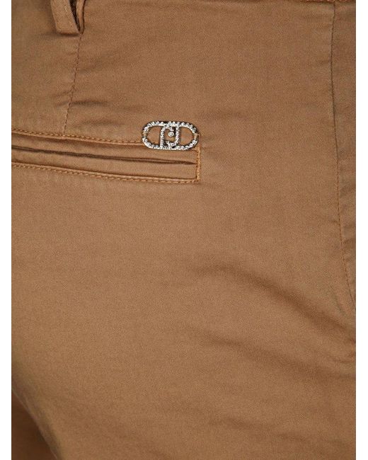 Liu Jo Natural Logo Plaque Cropped Trousers