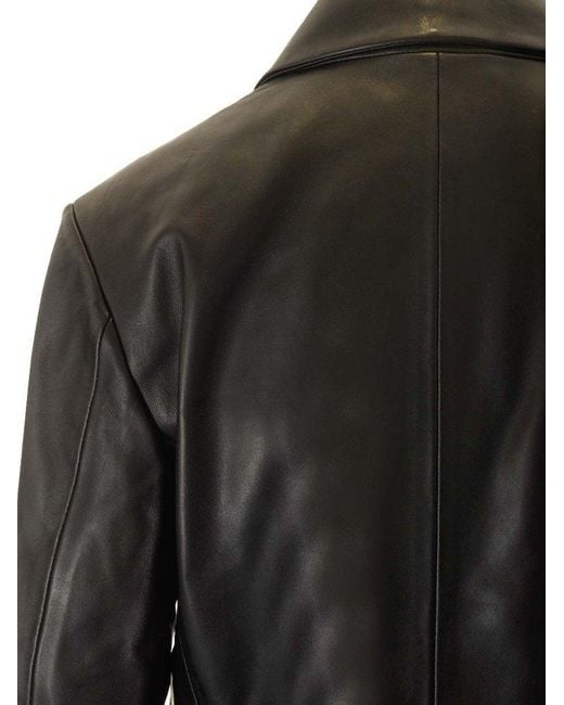 Loulou de Saison Black Benetra Double Breasted Leather Jacket