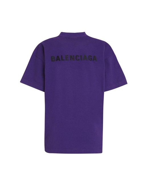 Balenciaga Logo Cotton T-shirt in Purple | Lyst Canada
