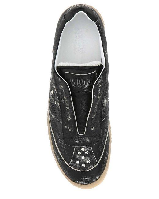 MM6 by Maison Martin Margiela Black Logo-patch Low-top Sneakers for men