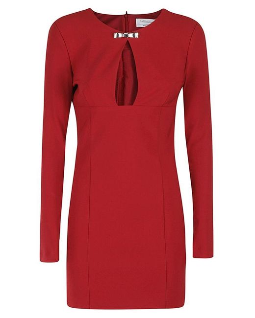 オールインワン・サロペット Blumarine Bijou Bow Brooch Jersey Mini Dress Blumarine Bijou Bow Brooch Jersey Mini Dress in Red | Lyst