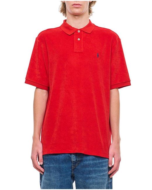 Polo Ralph Lauren Red Logo Detailed Polo Shirt for men
