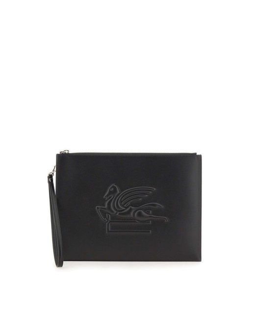Etro Black Leather Clutch Bag for men