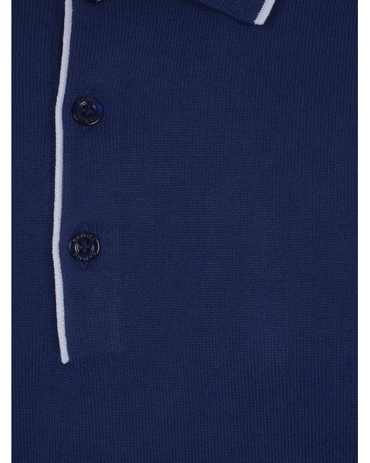 Canali Blue Contrasting Border Polo Shirt for men