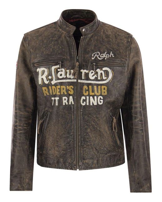 Polo Ralph Lauren Gray Leather Caf? Racer Jacket for men
