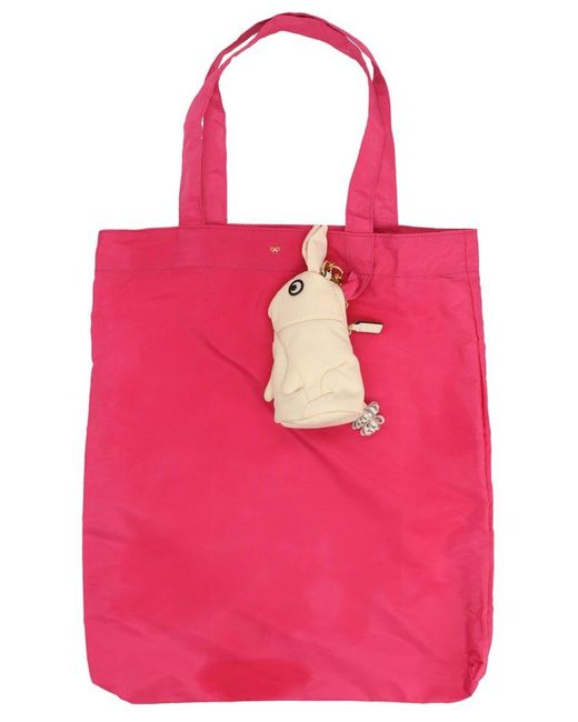 Anya Hindmarch Pink Rabbit Foldable Tote Bag