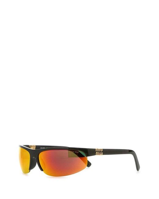 Miu Miu Red Oval-Frame Sunglasses