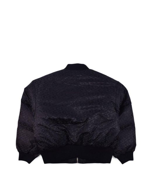 Gcds Blue Monogram-pattern Long-sleeved Zipped Bomber Jacket