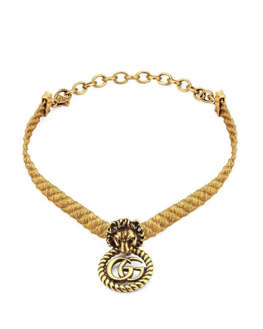 Gucci Metallic Lion Head GG Choker