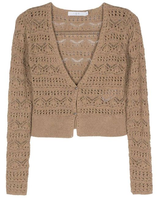 IRO Brown V-Necked Cropped Cardigan