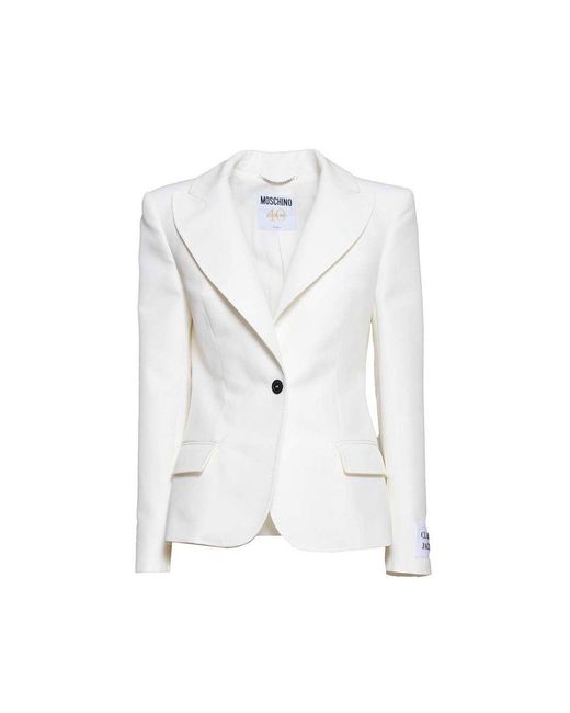 Moschino White Classic Buttoned Jacket