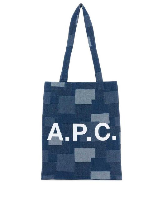 A.P.C. Blue Multicolor Denim Lou Shopping Bag
