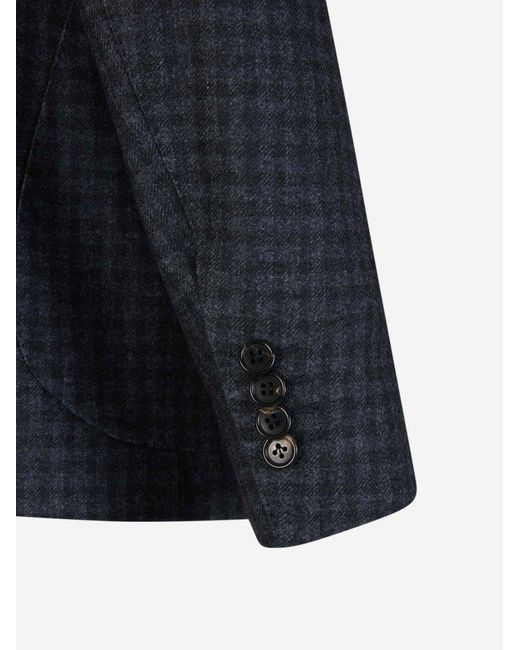 Luigi Borrelli Napoli Blue Checked Pattern Blazer for men