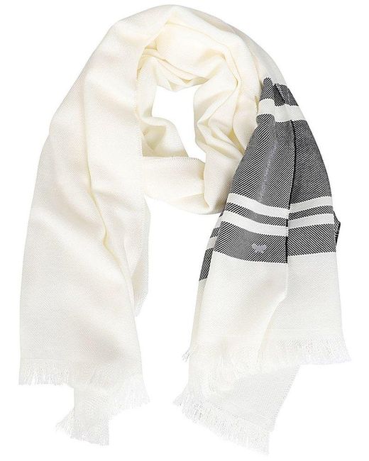 Weekend by Maxmara White Butterfly Patterned Fringed Edge Stole