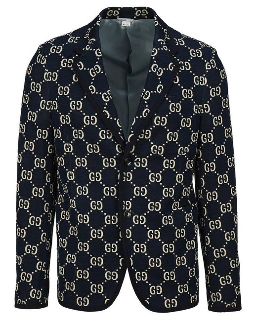 Gucci Black GG Jacquard Blazer for men