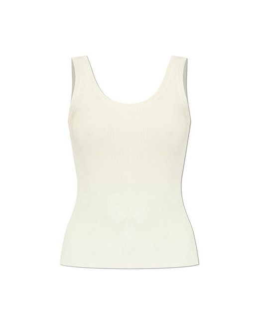Zimmermann White Scoop Neck Knitted Tank Top
