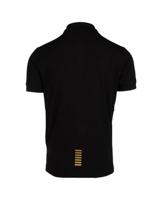 EA7 Black Logo Printed Polo Shirt for men