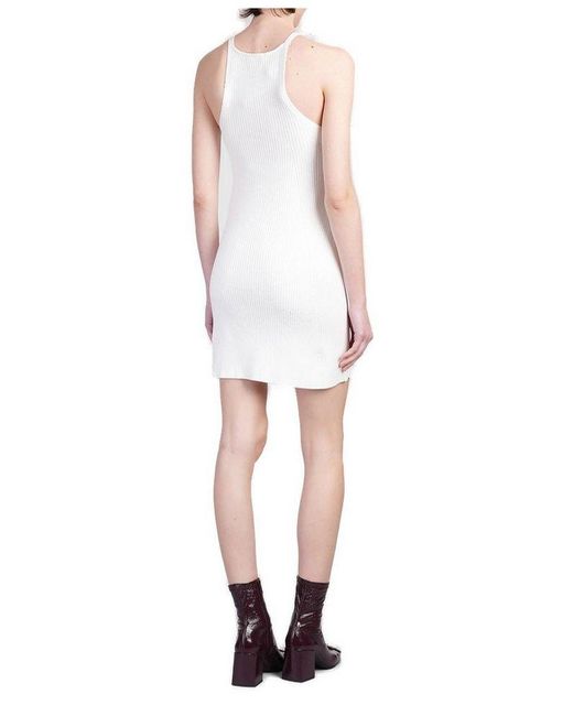 Courreges White Buckle Rib Knit Drss