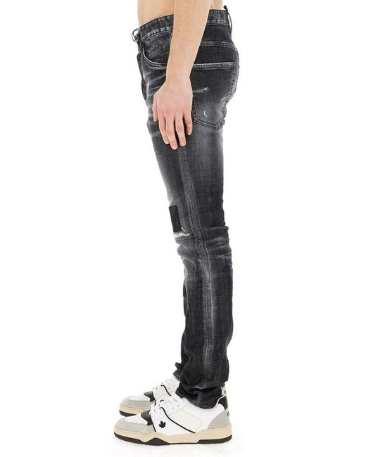 DSquared² Gray Distressed Wash Denim Jeans for men