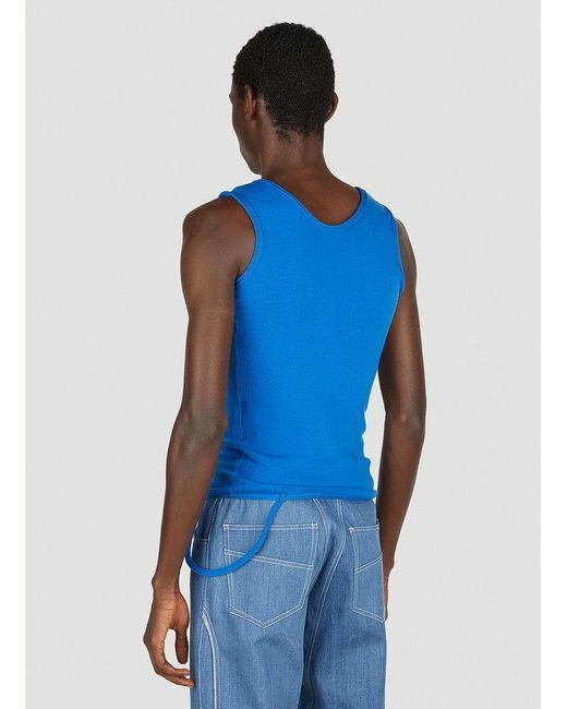 Mainline:RUS/Fr.CA/DE Blue Asymmetric Sleeveless Top