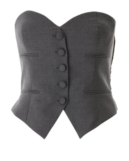 Moschino Gray Strapless Cropped Sweetheart-neck Vest