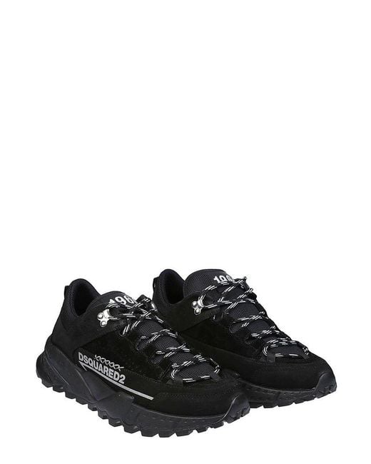 DSquared² Black Panelled Lace-up Sneakers for men