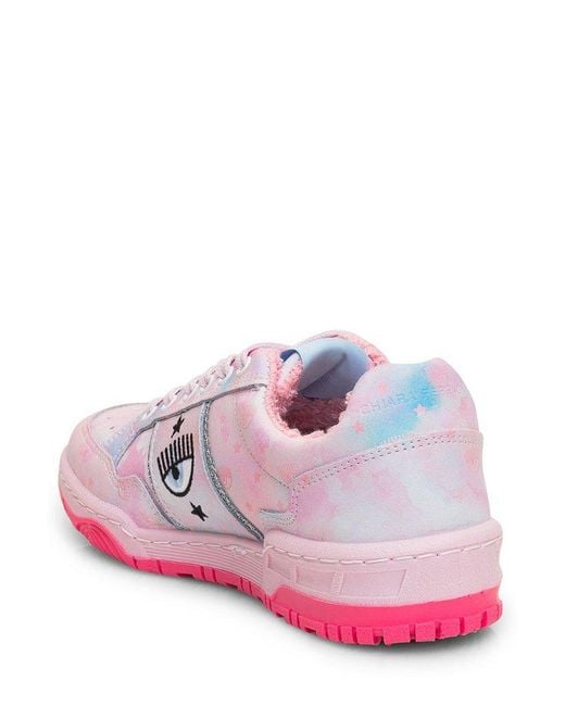 Chiara Ferragni Pink Round-toe Lace-up Sneakers