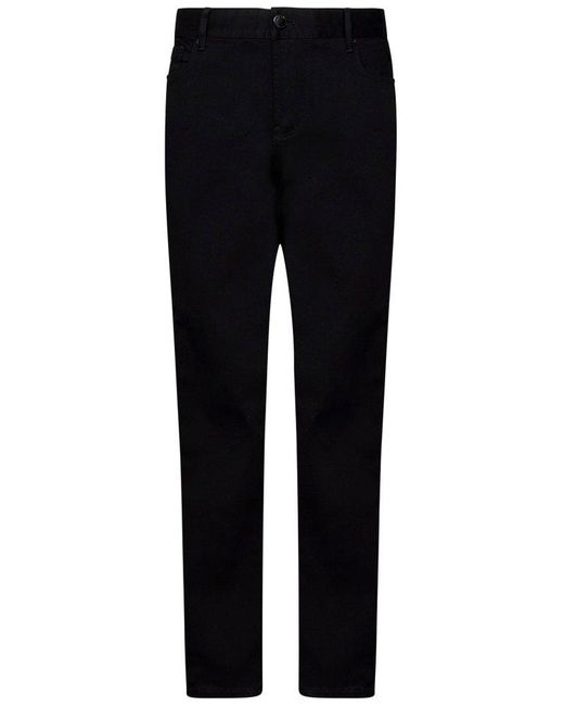 Emporio Armani Black Button Detailed Skinny Jeans for men