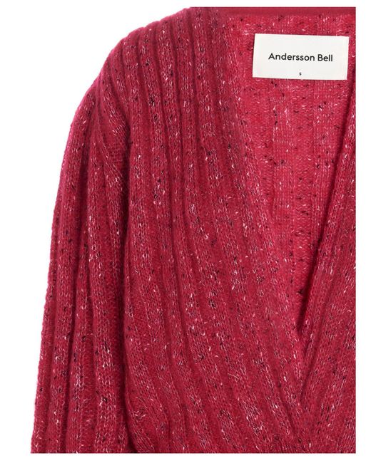ANDERSSON BELL Synthetic Connelly Deep V-neck Cardigan in Pink - Lyst