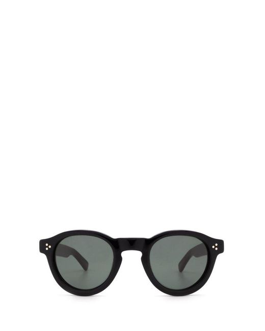 Lesca Black Gaston Round Frame Sunglasses